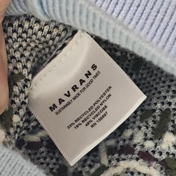 MAVRANS Men's Sweater RARE M Blue Beige Striped Leopard Print Knit Pullover Cat - Picture 9 of 14